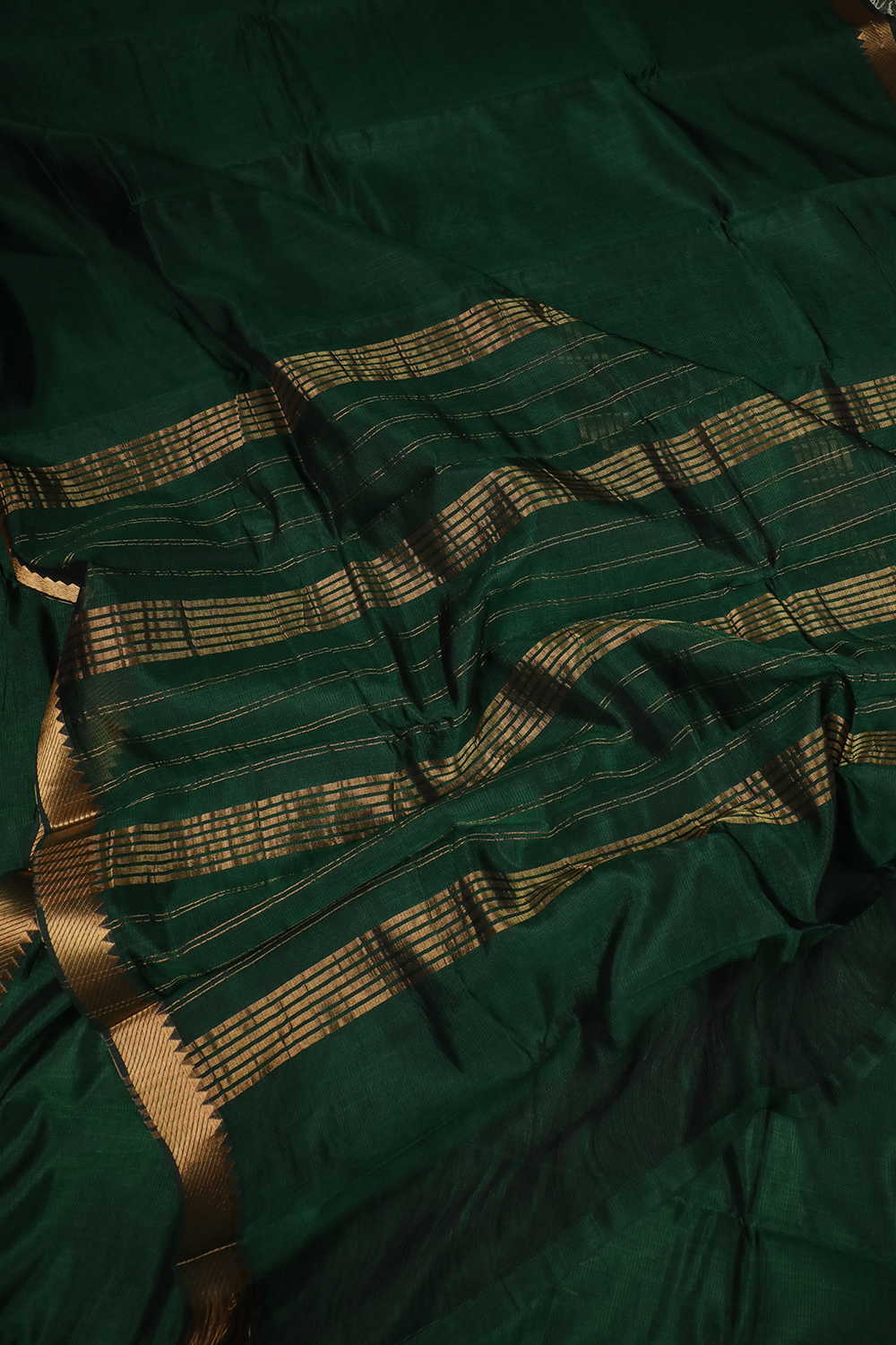 Gold Border - Green Mangalagiri Silk Cotton saree