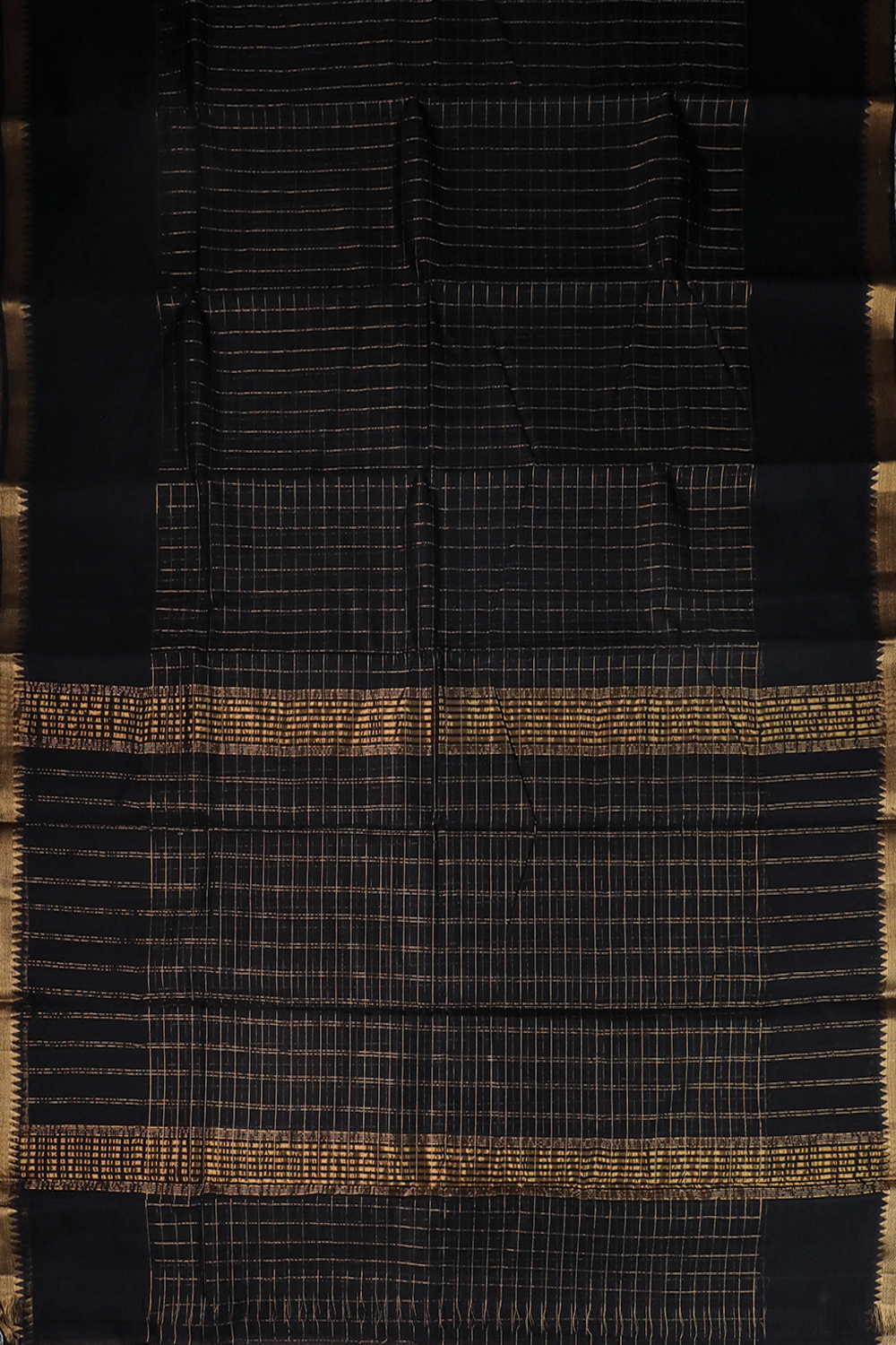 Zari Checks on Black Mangalagiri Silk Cotton saree