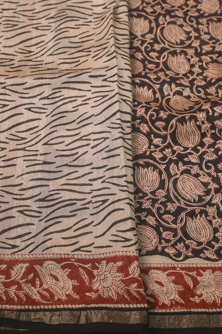 Printed Silk Cotton Saree - Matkatus 