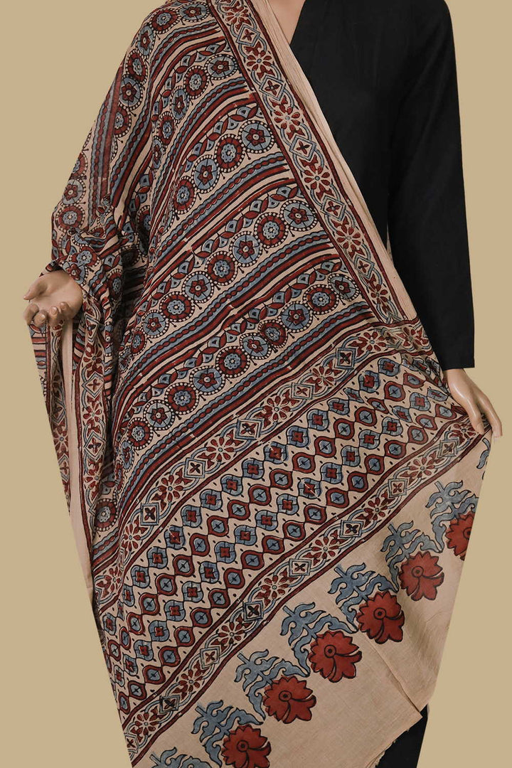 Ajrak Cotton Dupatta - Matkatus 