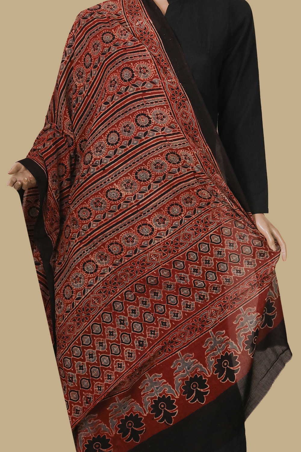 Ajrak Cotton Dupatta - Matkatus 