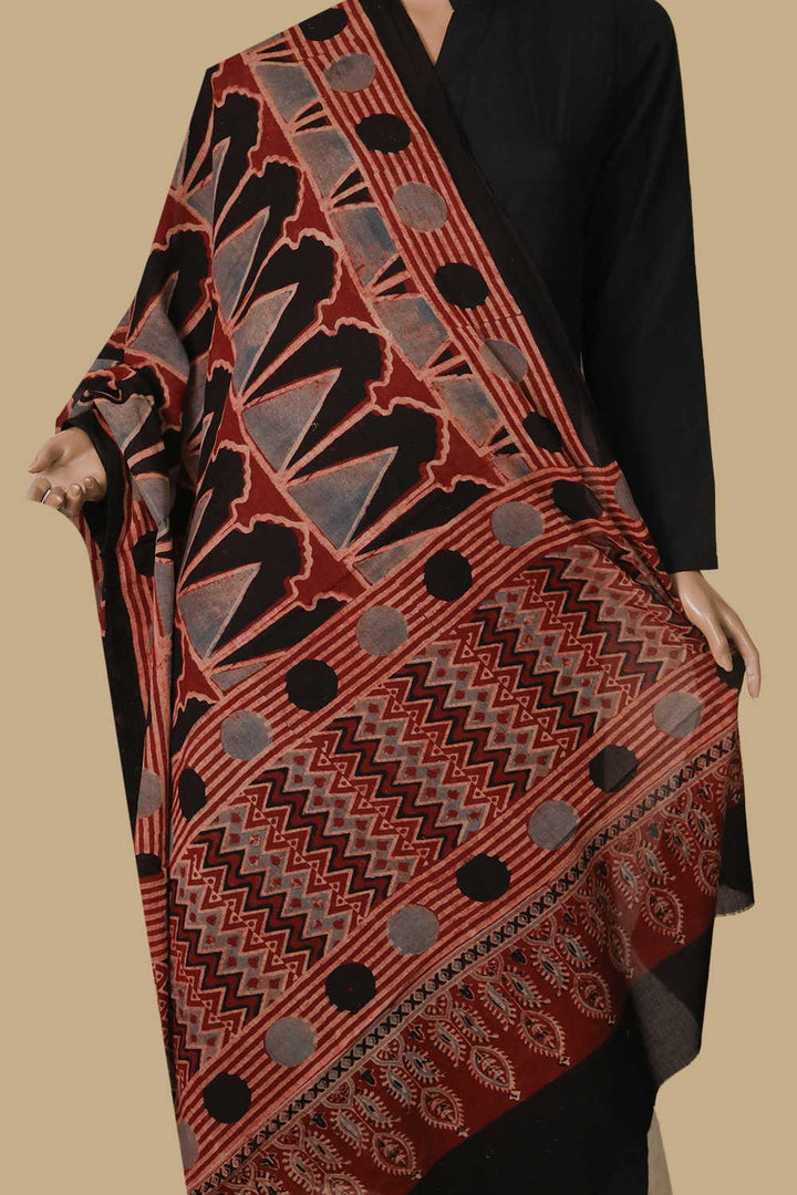 Ajrak Cotton Dupatta - Matkatus 