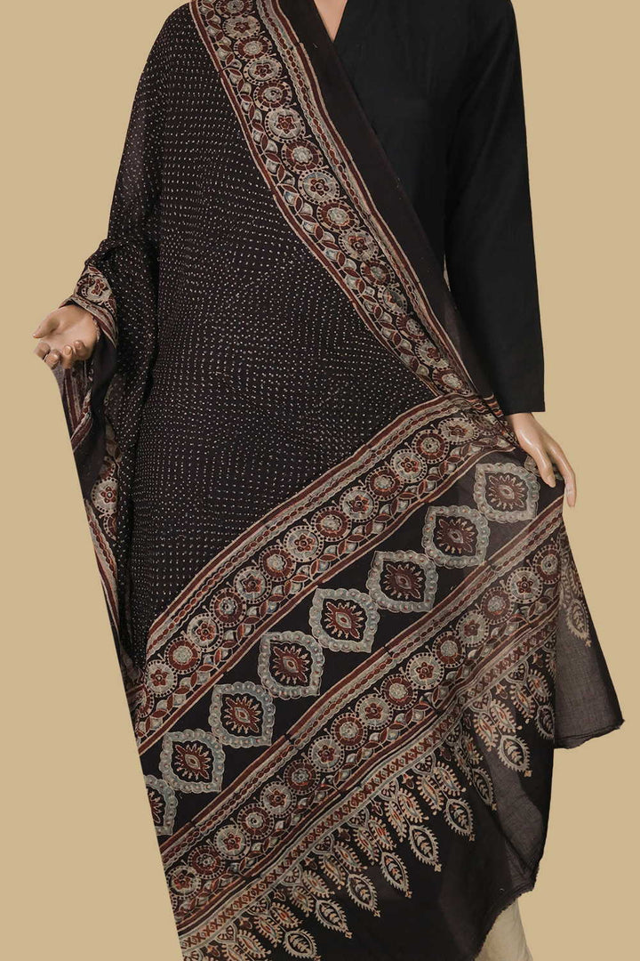 Ajrak Cotton Dupatta - Matkatus 
