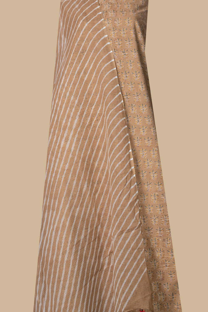 Beige Sanganeri Top & Leheriya Kota Dupatta