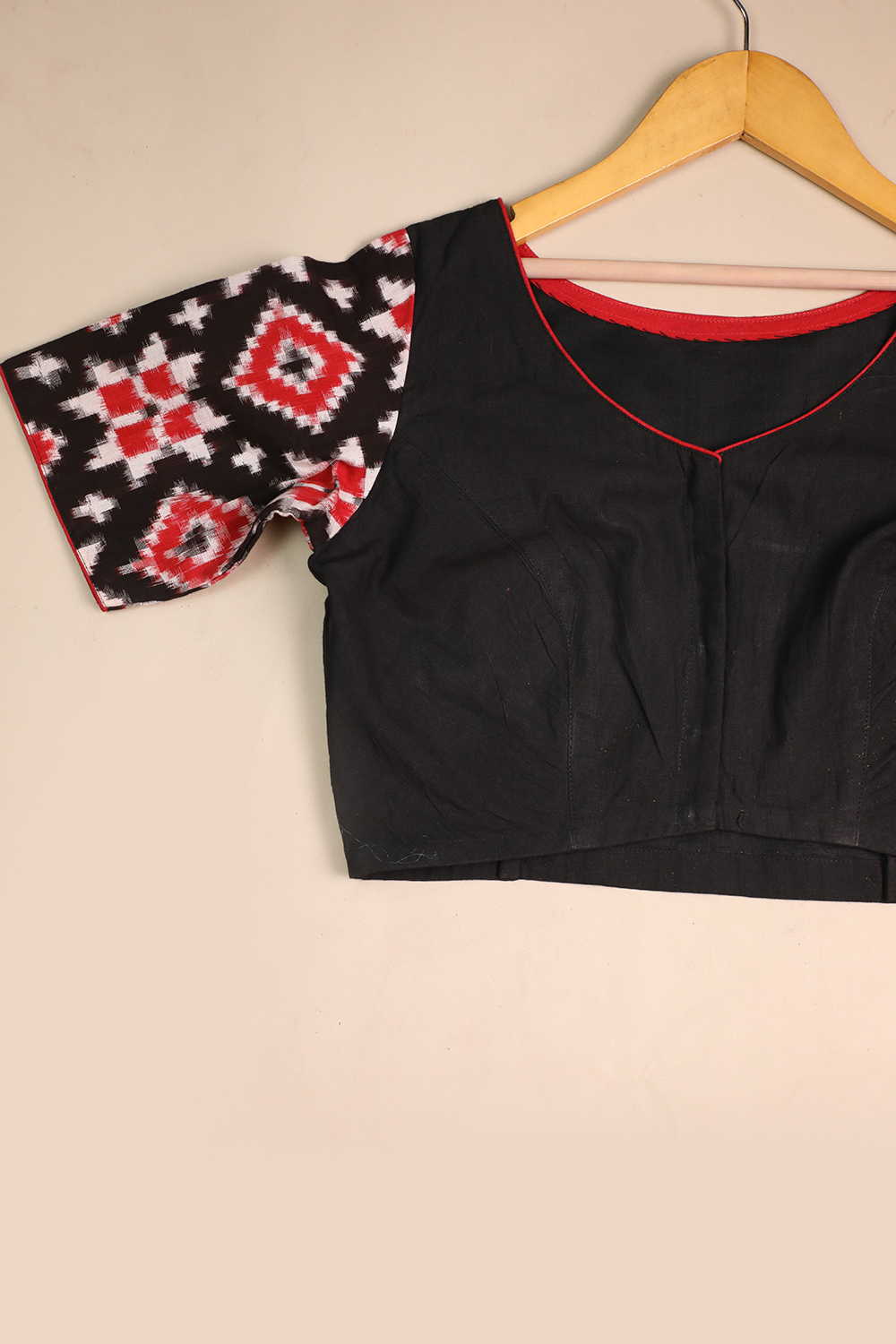 Boat Neck with Ikat Sleeve Stitched Blouse- 32,34,36,40,44