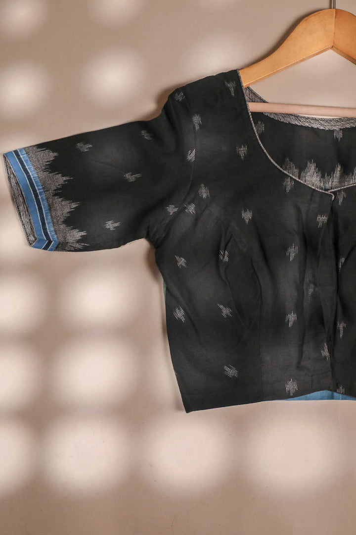 Black ikat with Kalamkari Stitched Blouse - 32,34,36,38,40,42,44