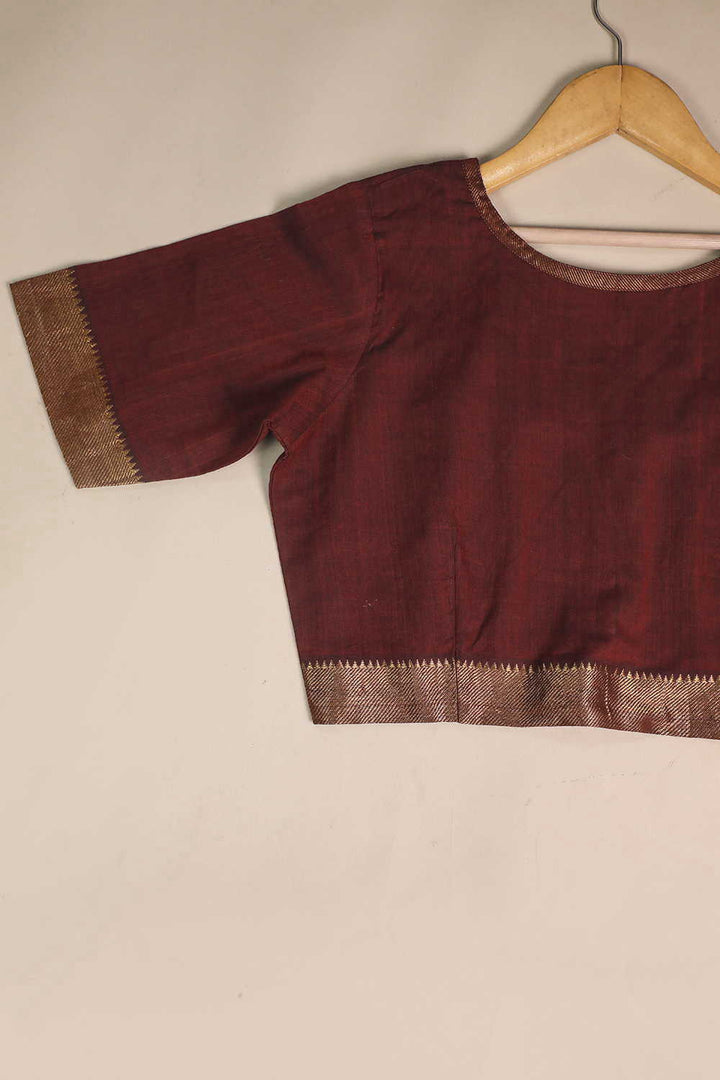 Blackish Maroon Mangalagiri Stitched Blouse - 32,34,36,38,40,42