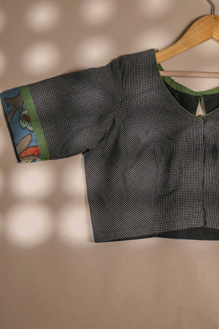 Checkered Black Kalamkari Stitched Blouse - 32,34,36,38,40,42