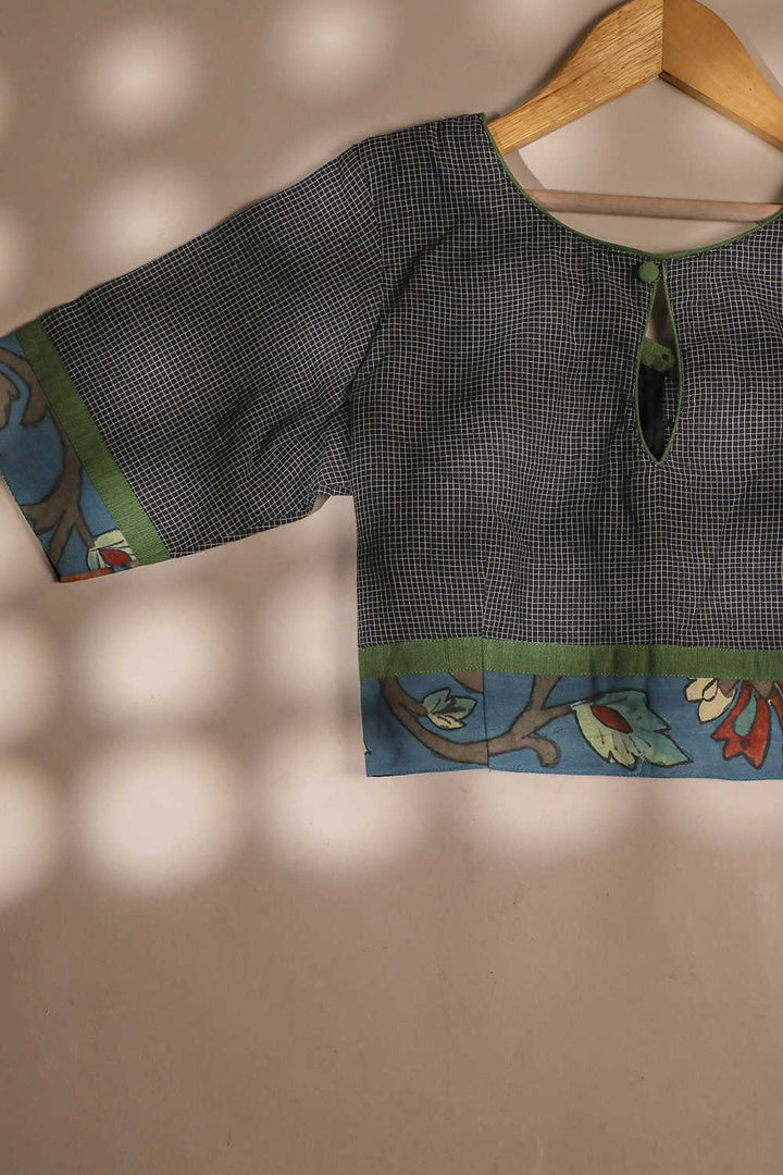 Checkered Black Kalamkari Stitched Blouse - 32,34,36,38,40,42