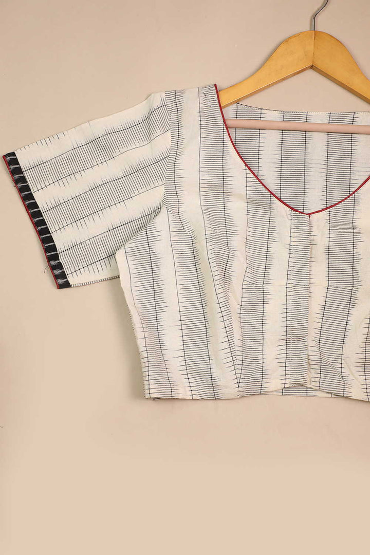 Off White with Ikat Back Patch Stitched Blouse - 36, 38 & 40 Size