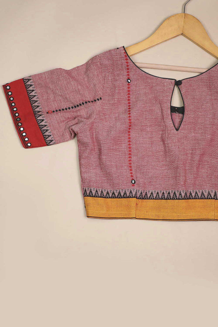 Dual Shaded Maroon with Mirror Work Stitched Blouse - 34,36,38,40,42