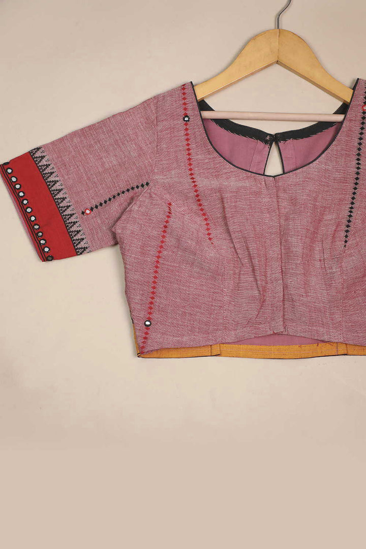 Dual Shaded Maroon with Mirror Work Stitched Blouse - 34,36,38,40,42