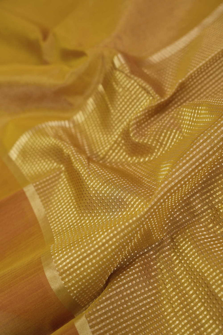 Gliterry Yellow Handwoven Tissue Chanderi Saree