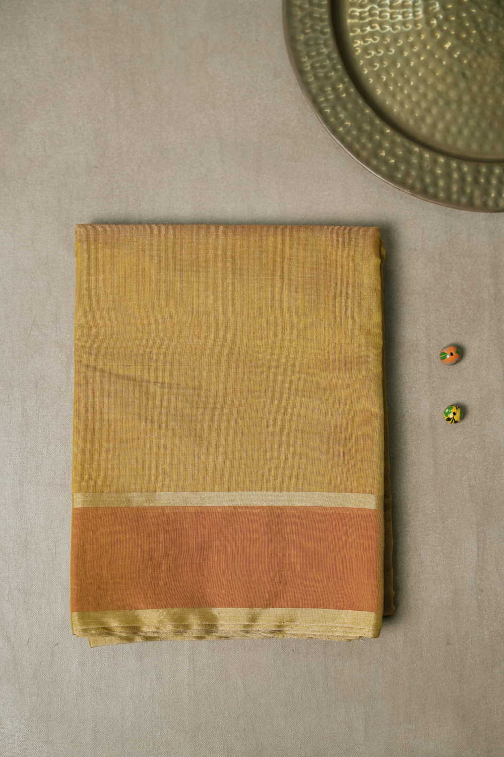 Gliterry Yellow Handwoven Tissue Chanderi Saree