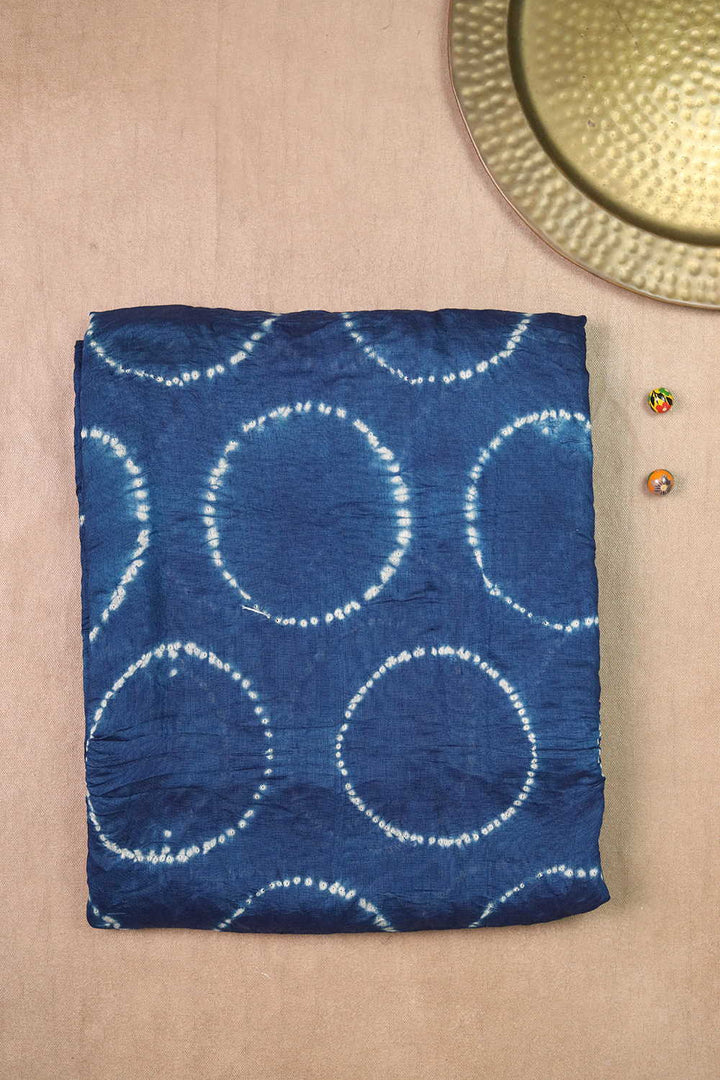 Shades of Blue Shibori Silk Cotton Fabric-0.9 m