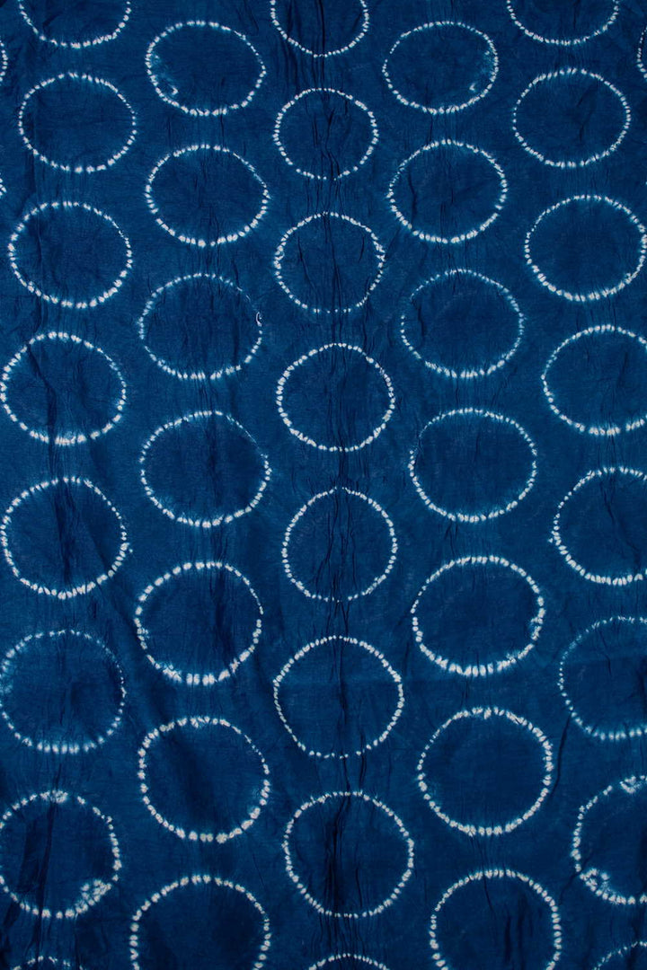 Shades of Blue Shibori Silk Cotton Fabric-0.9 m