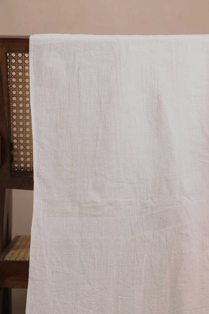 Plain Daisy Cream Handwoven Cotton Fabric