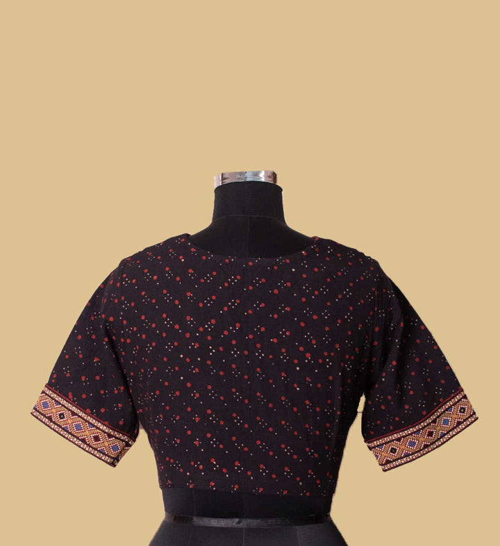 Black Ajrak Kutch Embroidered Stitched Blouse 36,38,40,42