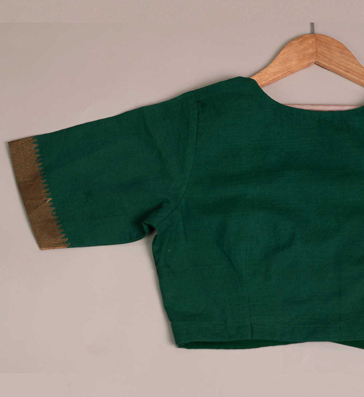 Bottle Green Mangalgiri Stitched Blouse 32,34,36,38,40,42