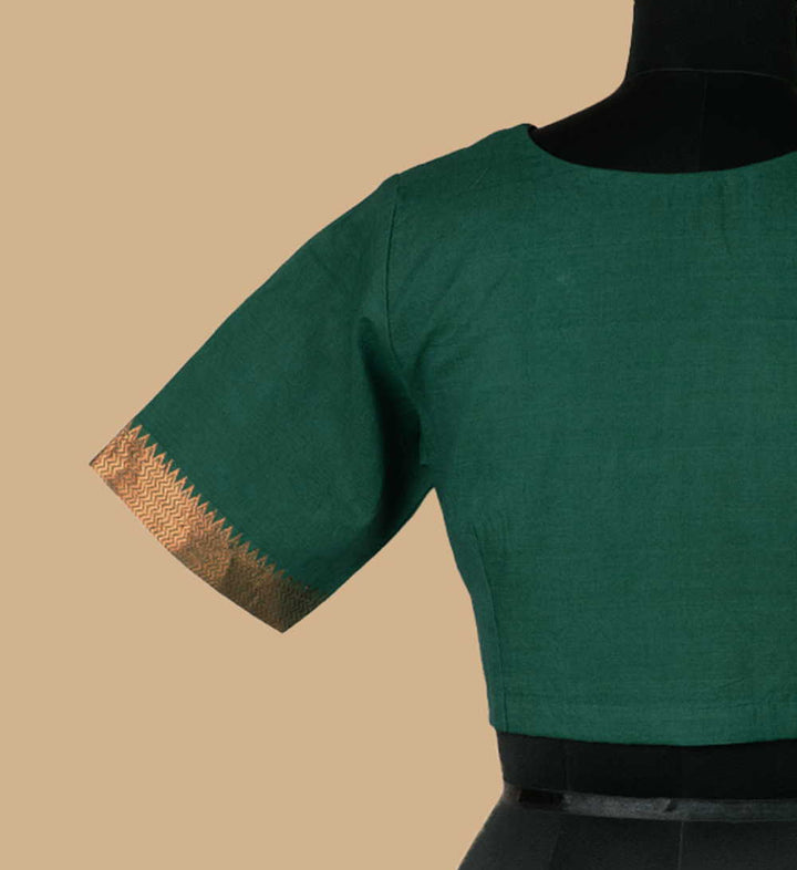 Bottle Green Mangalgiri Stitched Blouse 32,34,36,38,40,42