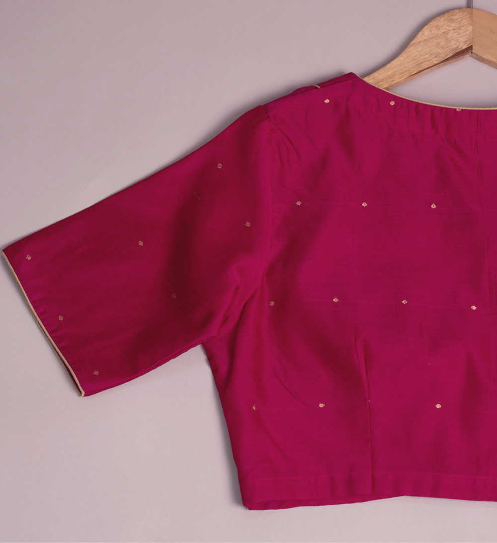 Fuschia Pink Chanderi Silk Cotton Stitched Blouse 32,34,36,38,40,42