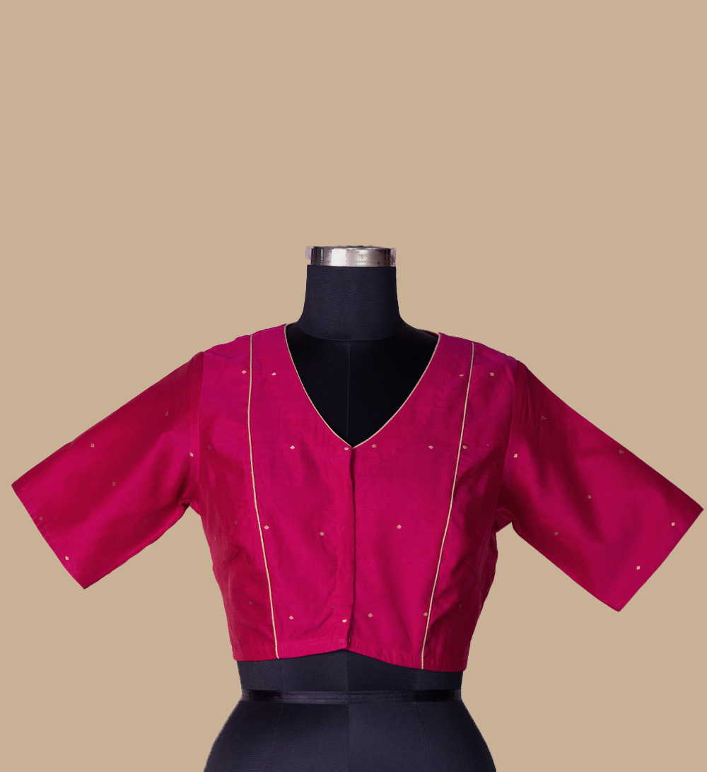 Fuschia Pink Chanderi Silk Cotton Stitched Blouse 32,34,36,38,40,42