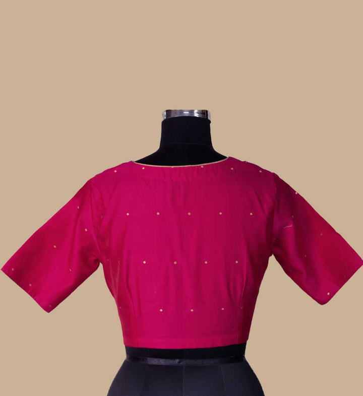 Fuschia Pink Chanderi Silk Cotton Stitched Blouse 32,34,36,38,40,42