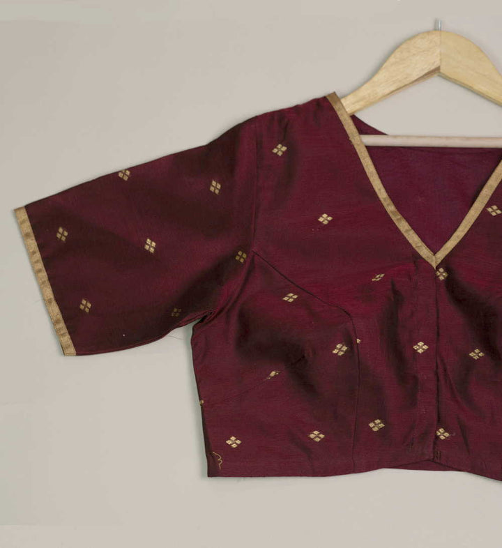 Maroon with Zari Buttas Chanderi Blouse 32,34,36,38,40,42