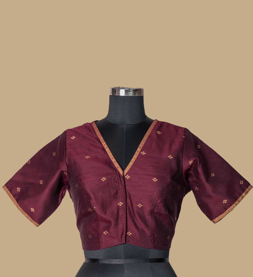 Maroon with Zari Buttas Chanderi Blouse 32,34,36,38,40,42