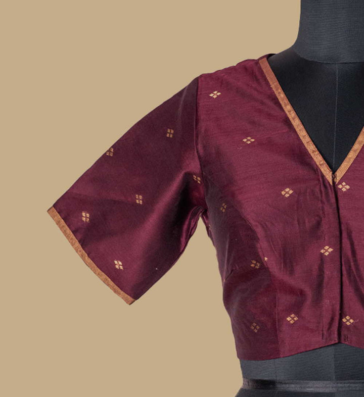 Maroon with Zari Buttas Chanderi Blouse 32,34,36,38,40,42