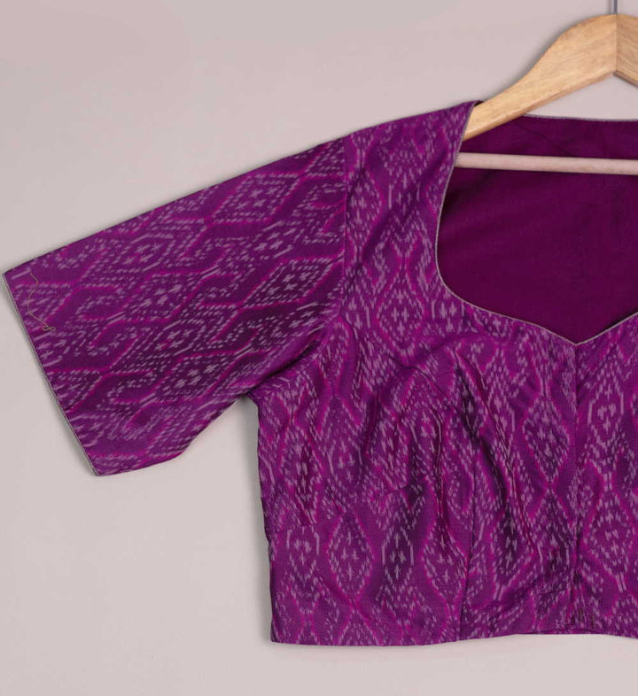 Shades of Violet Ikkat Silk Cotton Stitched Blouse 32,34,36,38,40,42