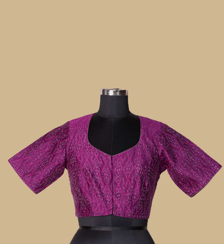 Shades of Violet Ikkat Silk Cotton Stitched Blouse 32,34,36,38,40,42