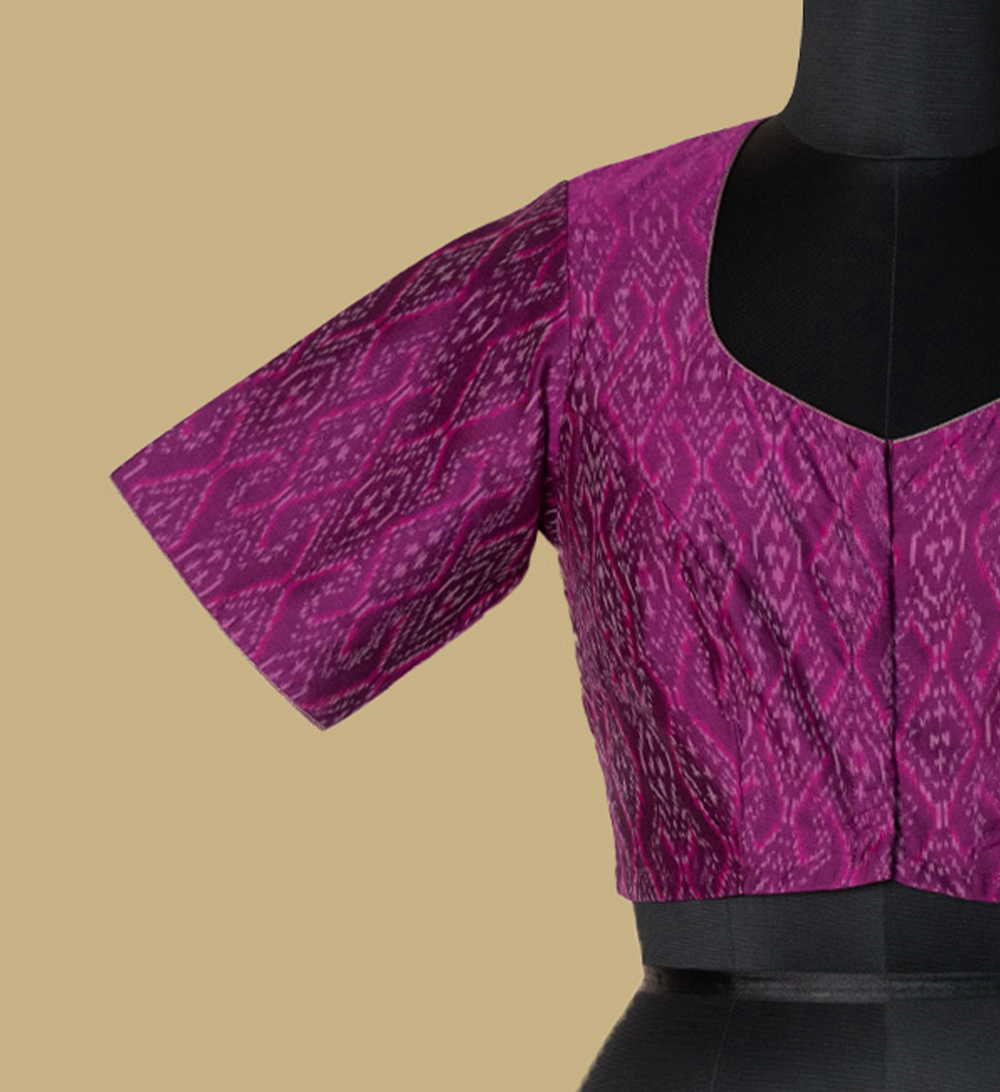 Shades of Violet Ikkat Silk Cotton Stitched Blouse 32,34,36,38,40,42