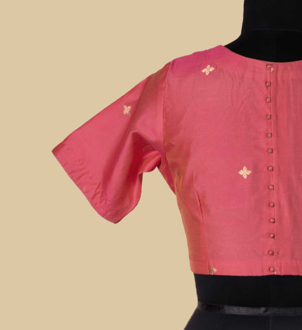 Peach Chanderi Silk Cotton Stitched Blouse 32,34,36,38,40,42