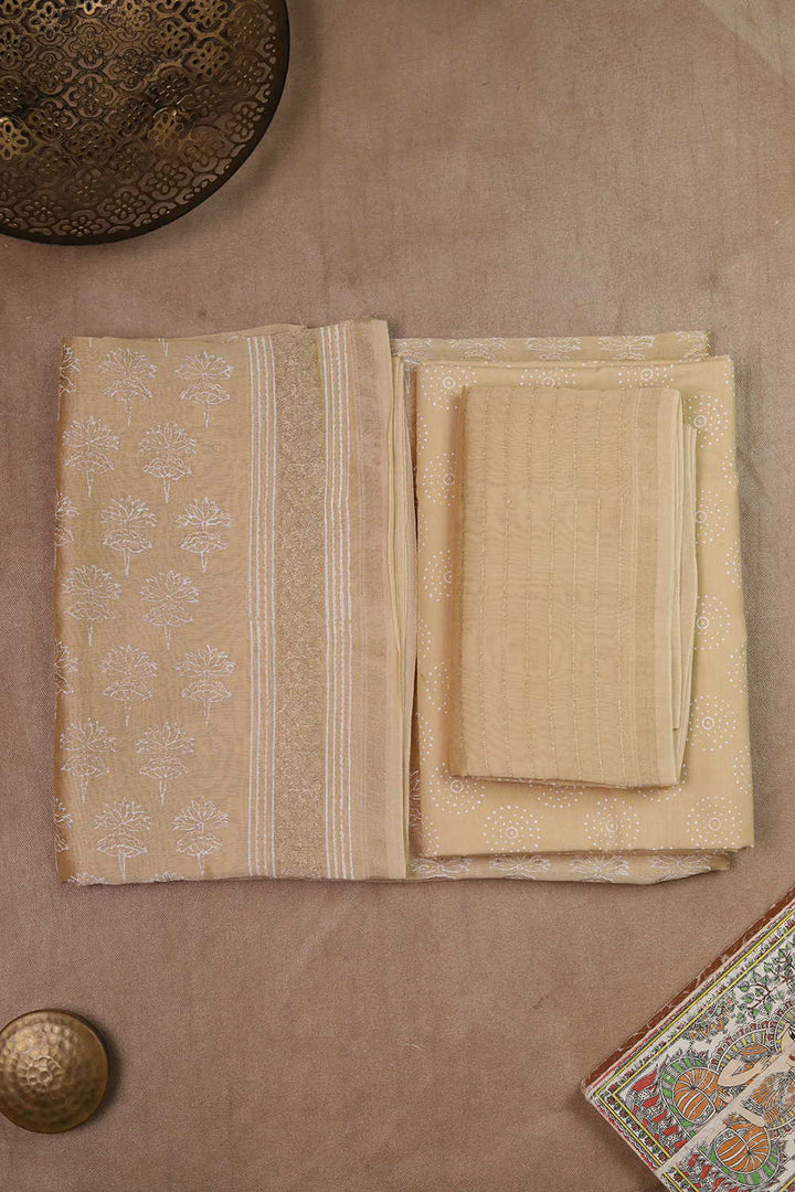 Shades of Beige Chanderi Silk Cotton Suit