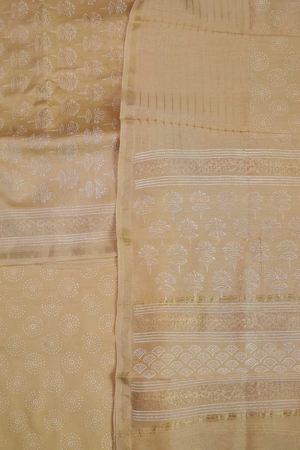 Shades of Beige Chanderi Silk Cotton Suit