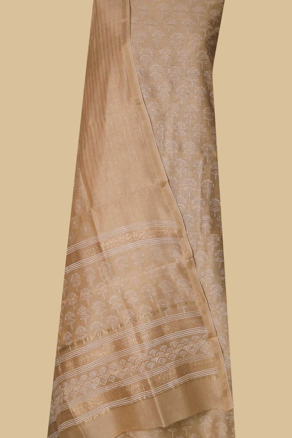 Shades of Beige Chanderi Silk Cotton Suit