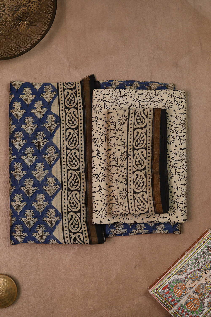Blue Chanderi Silk Cotton Suit