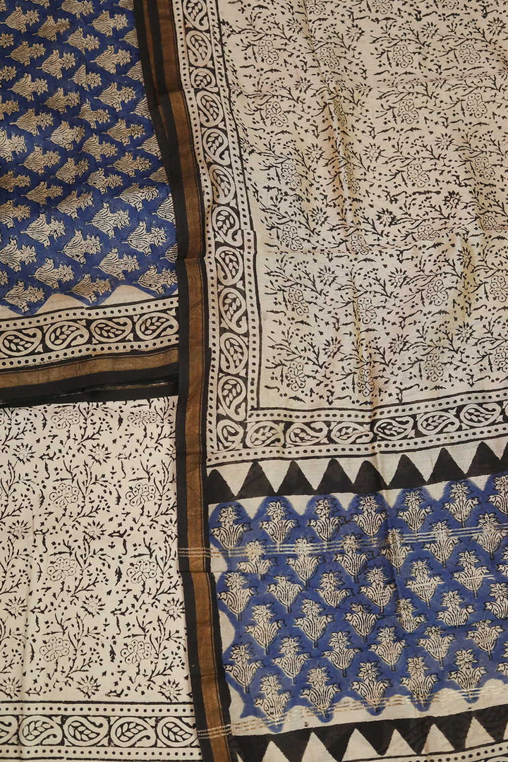 Blue Chanderi Silk Cotton Suit