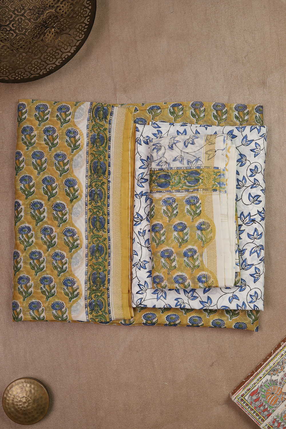 Mustard Bloom Chanderi Silk Cotton Suit