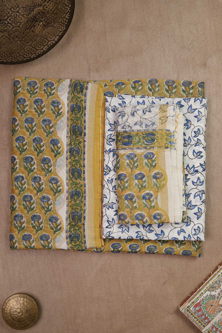 Mustard Bloom Chanderi Silk Cotton Suit