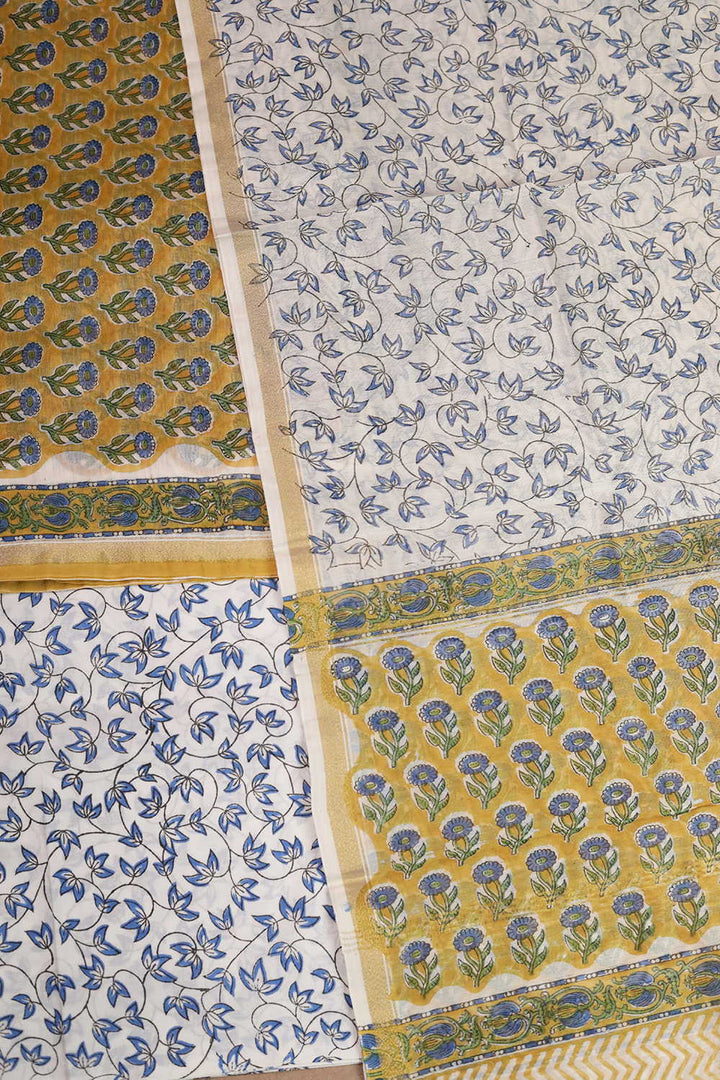 Mustard Bloom Chanderi Silk Cotton Suit