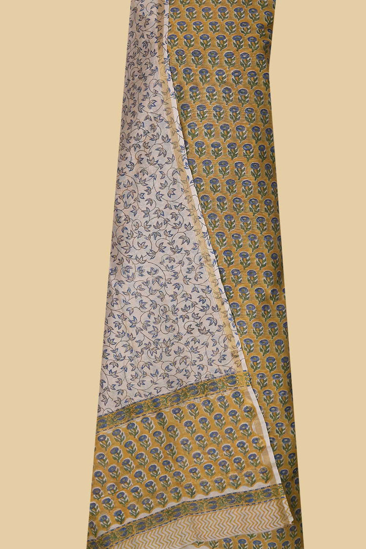 Mustard Bloom Chanderi Silk Cotton Suit