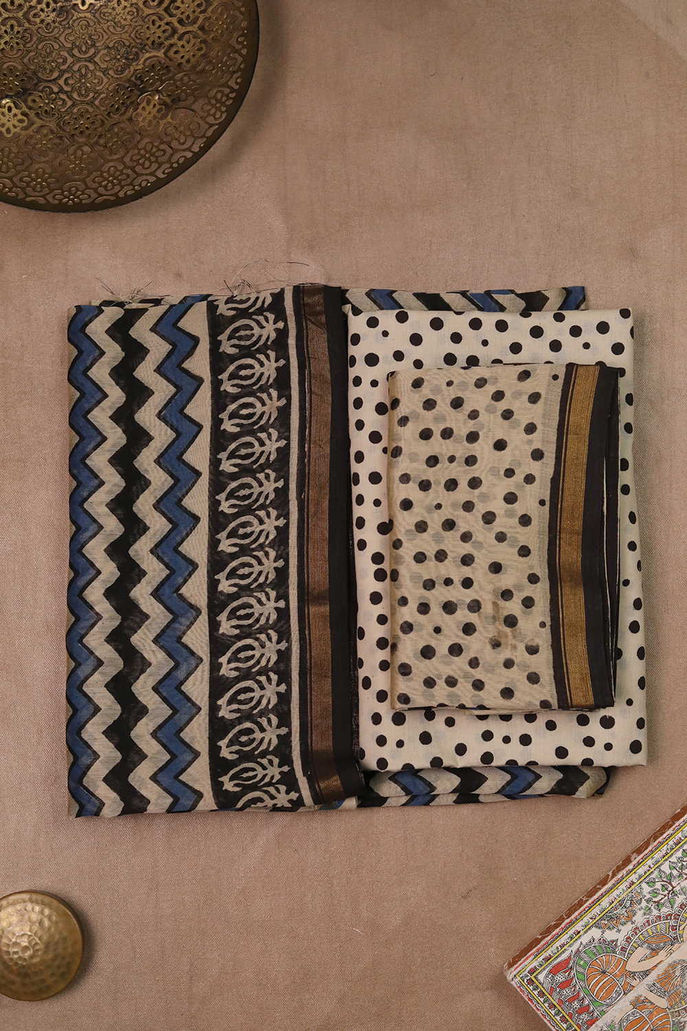Zig Zag Pattern Chanderi Silk Cotton Suit