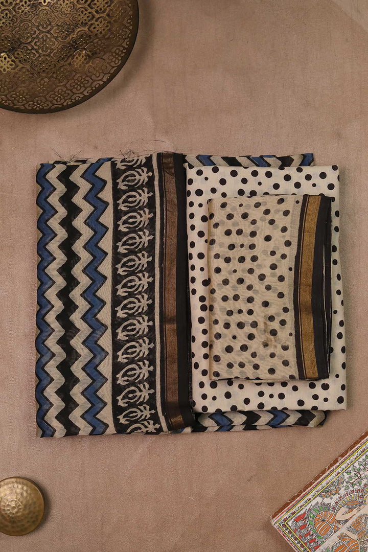 Zig Zag Pattern Chanderi Silk Cotton Suit