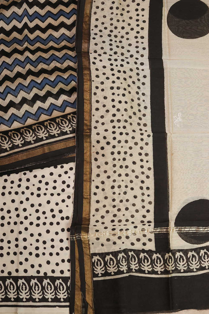 Zig Zag Pattern Chanderi Silk Cotton Suit