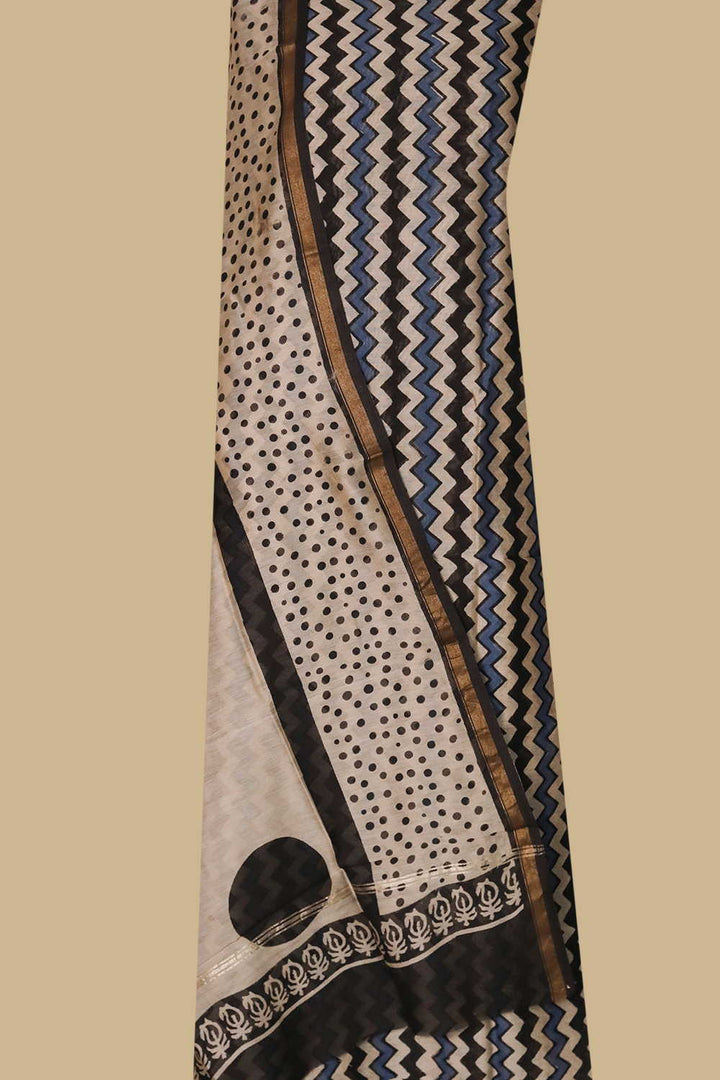 Zig Zag Pattern Chanderi Silk Cotton Suit