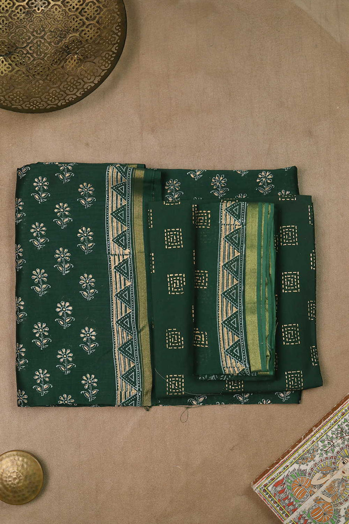 Deep Green Chanderi Silk Cotton Suit