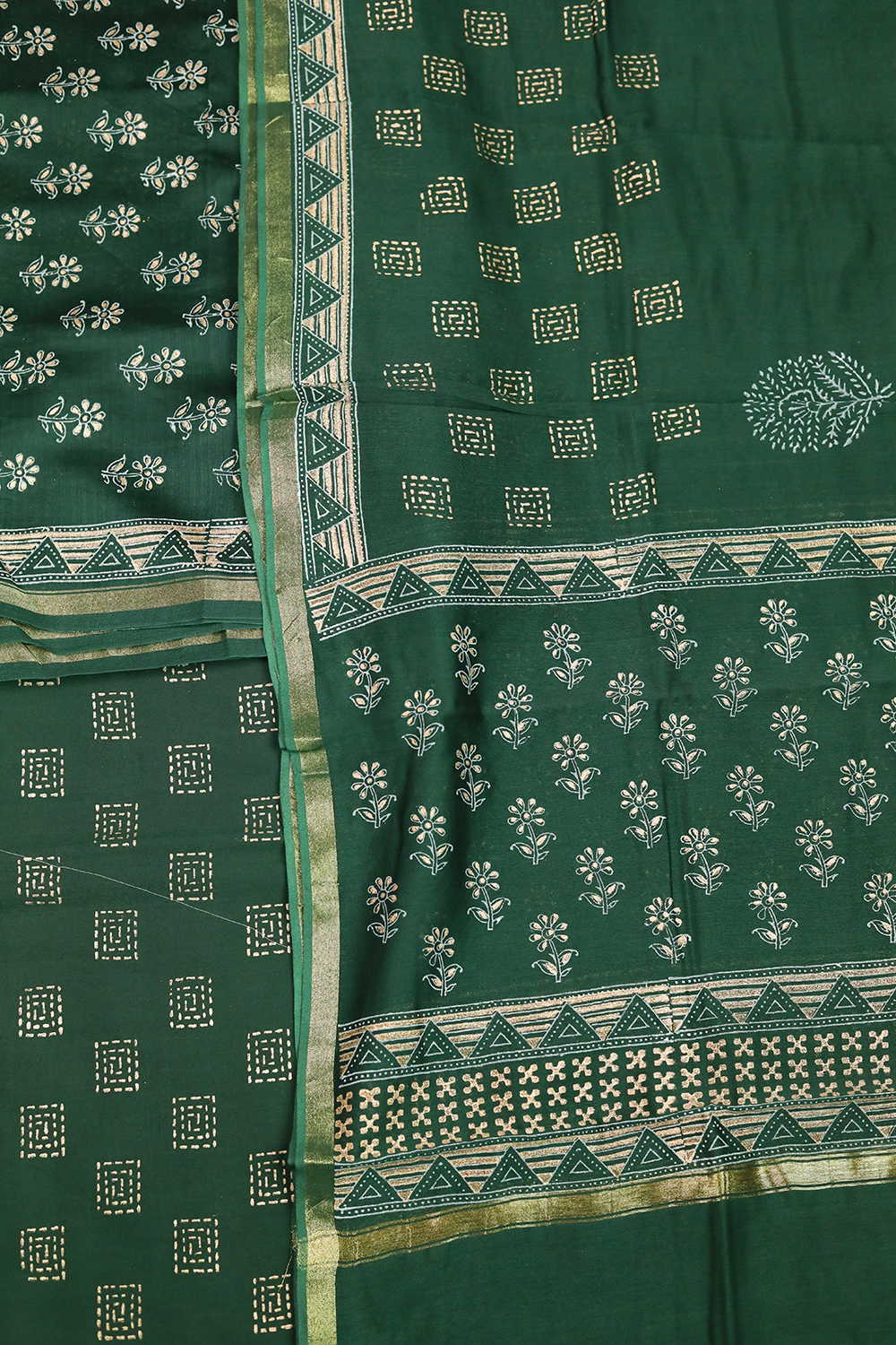 Deep Green Chanderi Silk Cotton Suit