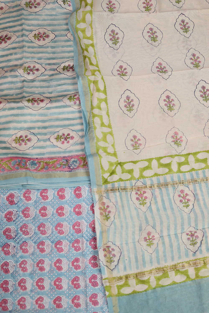 Flower Motif Chanderi Silk Cotton Suit